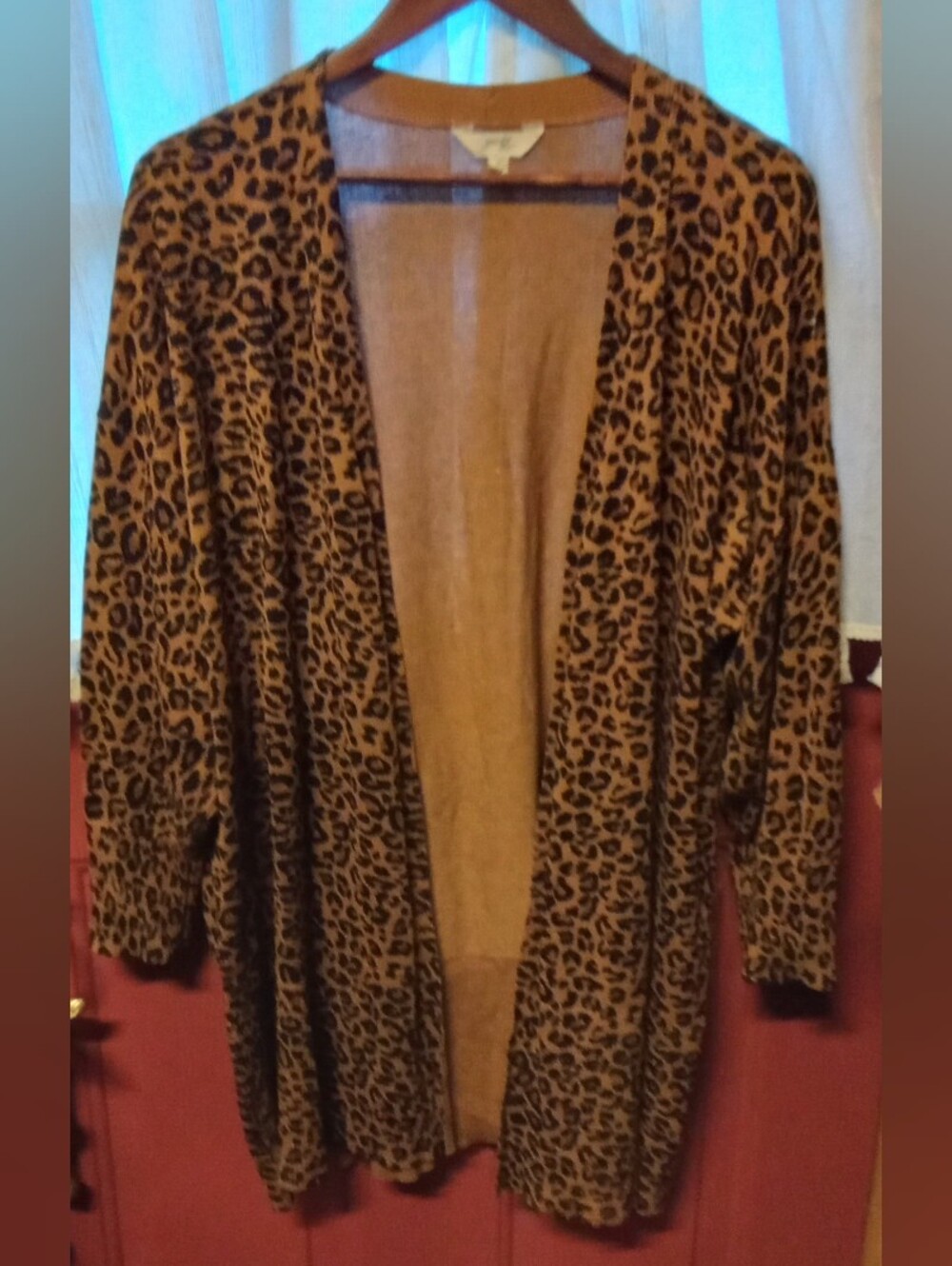 Leopard Print Open Front Cardigan - Brown